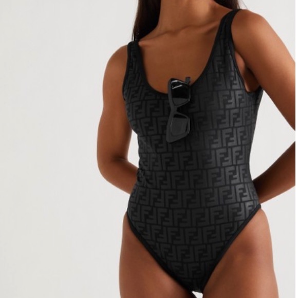 FENDI Black FF Logo Swimsuit Bodysuit One-piece Bathing Suit - Picture 5 of 7